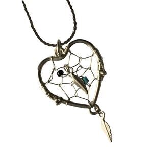 AVON heart dreamcatcher necklace - silver tone